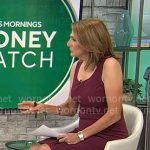 Jill Schlesinger’s burgundy scoop neck dress on CBS Mornings