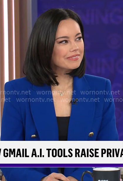 Jo Ling Kent’s blue blazer on CBS Mornings