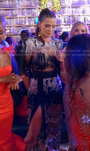 Julia’s floral embroidered mesh dress on The Real Housewives of Miami