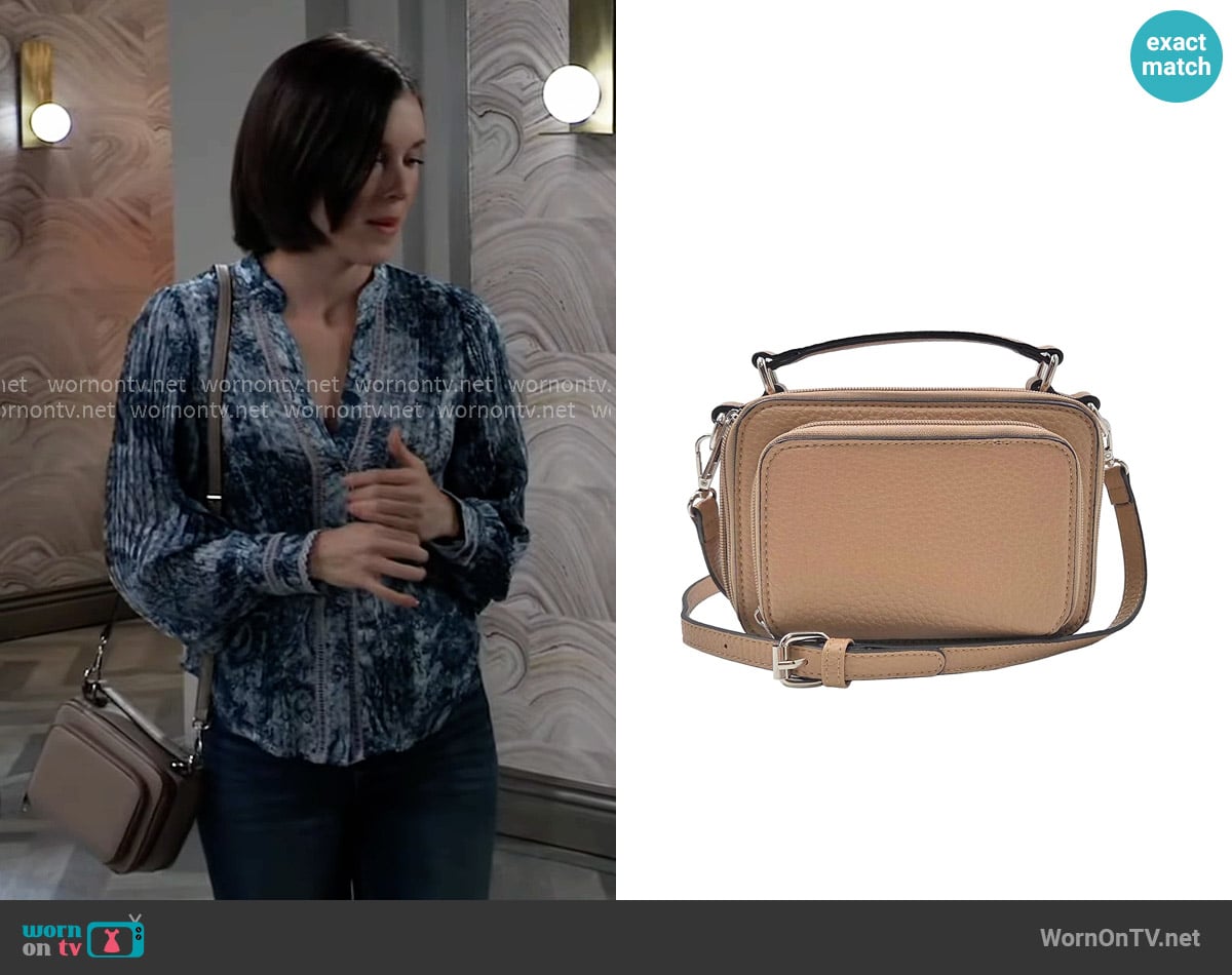 K. Carrol Kelsey Crossbody in Taupe worn by Willow Tait (Katelyn MacMullen) on General Hospital
