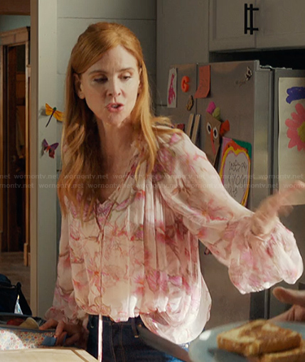 Katherine’s pink floral print blouse on My Life with the Walter Boys