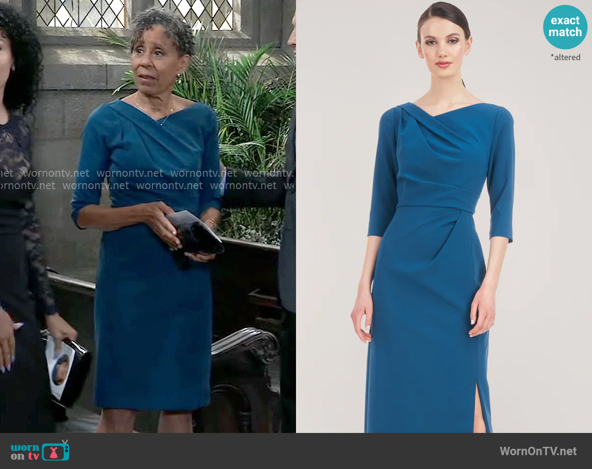 Kay Unger Margerite Column Gown in Ink worn by Stella Henry (Vernee Watson) on General Hospital