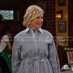 Kayla’s blue striped shirtdress on Days of our Lives