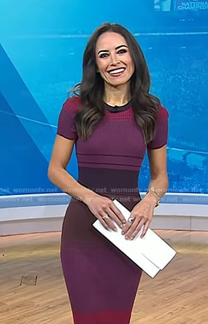 Kaylee’s burgundy striped ribbed dress on Today