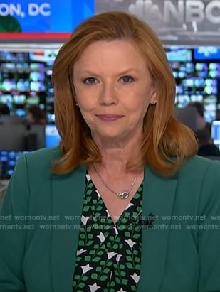 Kelly O’Donnell’s green floral print blouse on NBC News Daily