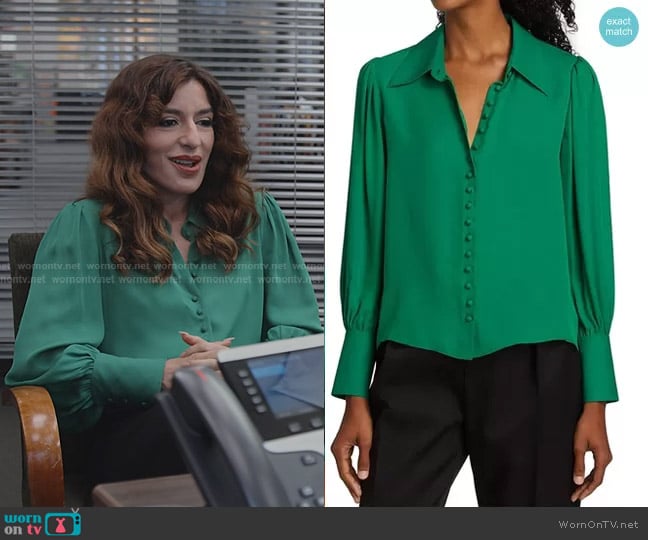 Khaite Cristiana Silk Blouse worn by Esmeralda Grand (Sabrina Impacciatore) on The Paper
