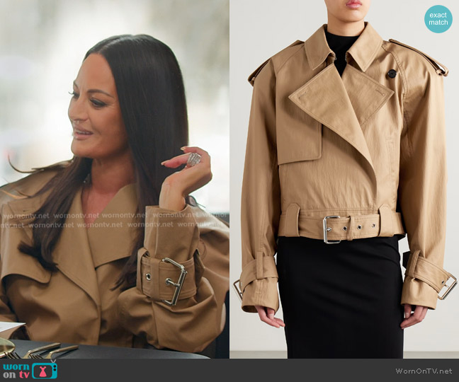 Khaite Hammond Cropped Belted Coat worn by Lisa Barlow on The Real Housewives of Salt Lake City