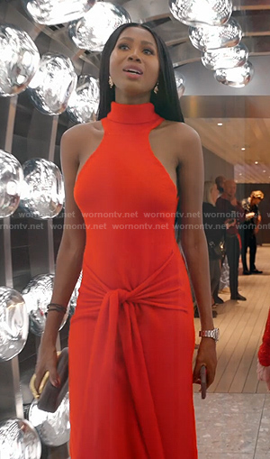 Kiki’s red tie front knit dress on The Real Housewives of Miami