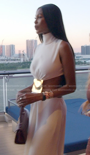 Kiki’s white cutout dress on The Real Housewives of Miami