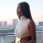 Kiki’s white cutout dress on The Real Housewives of Miami