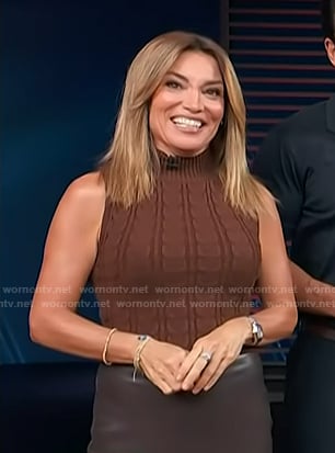 kit’s brown cable knit sleeveless top on Access Hollywood