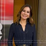 Rebecca’s navy knit shirt and skirt on Good Morning America
