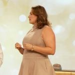 Kristina Zias’s two tone dress on The Drew Barrymore Show