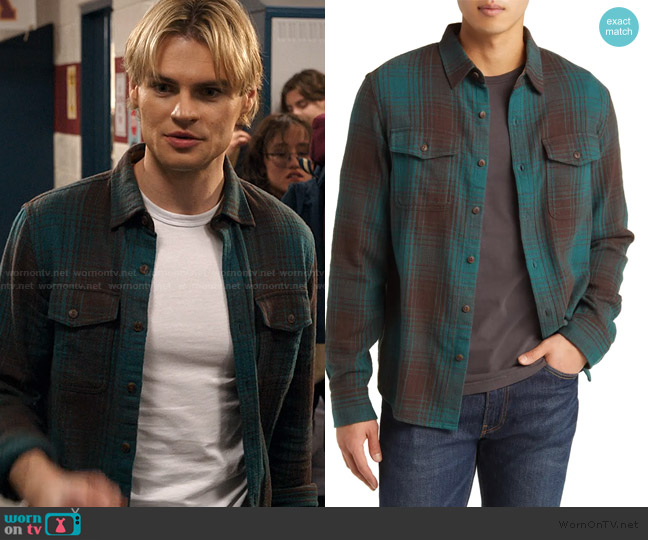 L.L. Bean Heritage Cotton Flannel Button-Up Shirt worn by Cole Walter (Noah LaLonde) on My Life with the Walter Boys