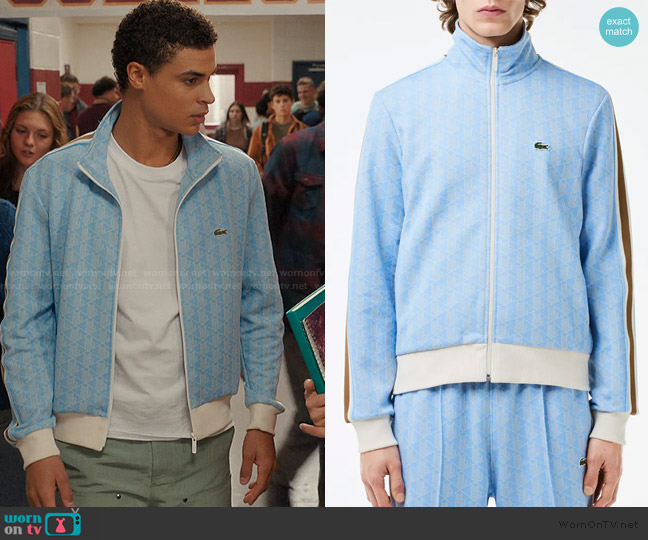 Lacoste Logo Monogram Stripe Track Jacket worn by Dylan (Kolton Stewart) on My Life with the Walter Boys
