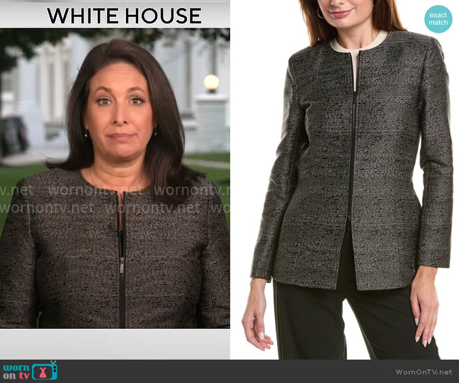 Lafayette 148 New York Landon Jacket worn by Nancy Cordes on CBS Mornings