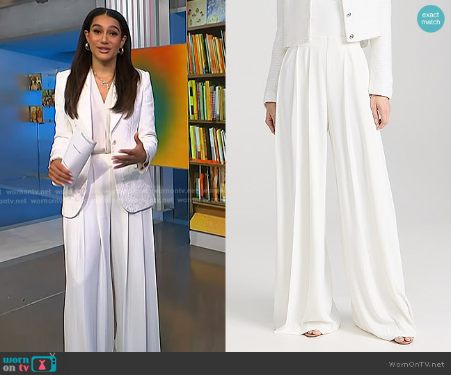 L'Agence Nova Pleated Pants in Ivory worn by Morgan Radford on NBC News Daily