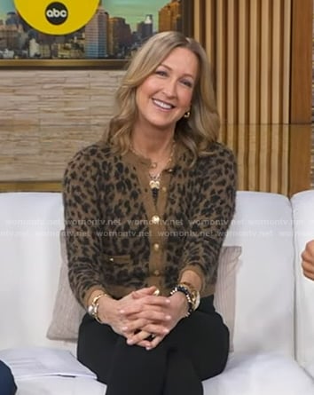 Lara’s beige leopard cardigan on Good Morning America