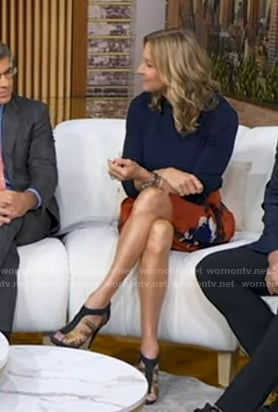 Lara’s black and gold heel sandals on Good Morning America