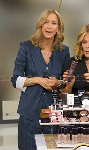Lara’s navy pinstripe vest and suit on Good Morning America