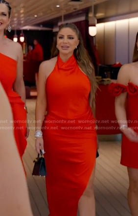 Larsa’s red satin dress on The Real Housewives of Miami