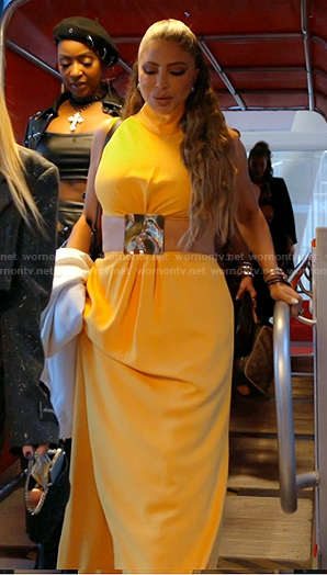 Larsa’s yellow cutout dress on The Real Housewives of Miami