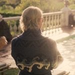 Laura’s blue knit cardigan on The Girlfriend