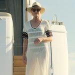 Laura’s white stripe trim dress on The Girlfriend