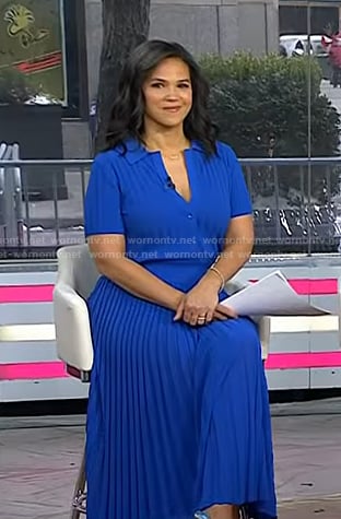 Laura’s blue ribbed top and skirt on Today