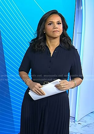 Laura’s navy pleated shirtdress on Today