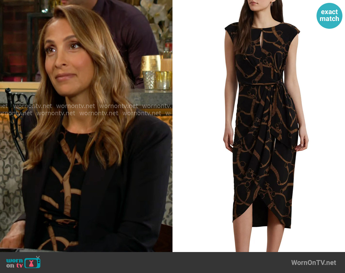 Lauren Ralph Lauren Printed Jersey Faux Wrap Dress worn by Lily Winters (Christel Khalil) on The Young and the Restless