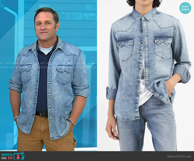 Levi's Solid Blue Collar Denim Shirt worn by George Oliphant on Today