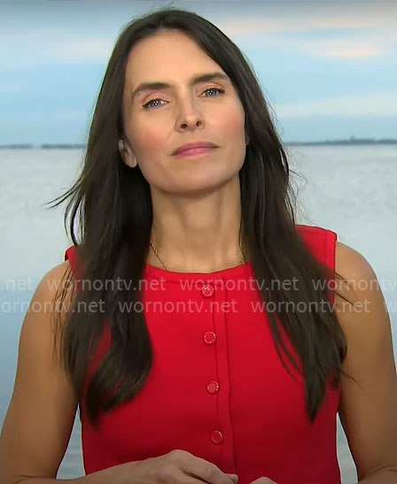 Lilia Luciano’s red button front top on CBS Mornings