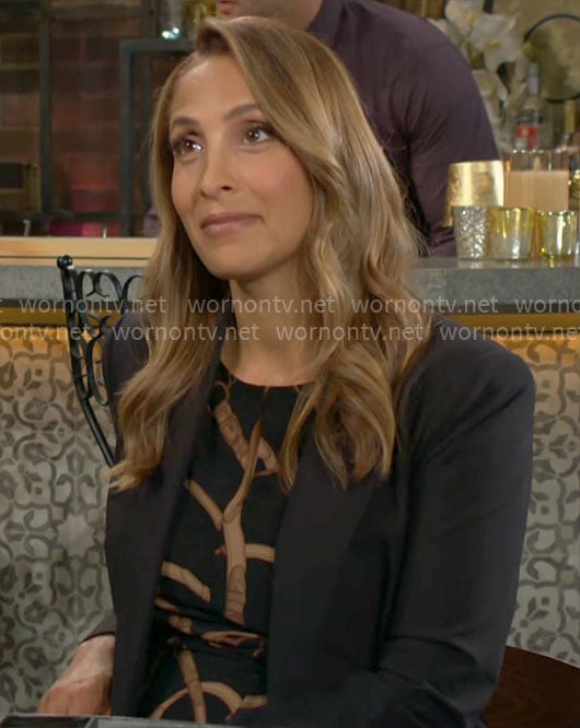 Lily’s black belt print dress on The Young and the Restless