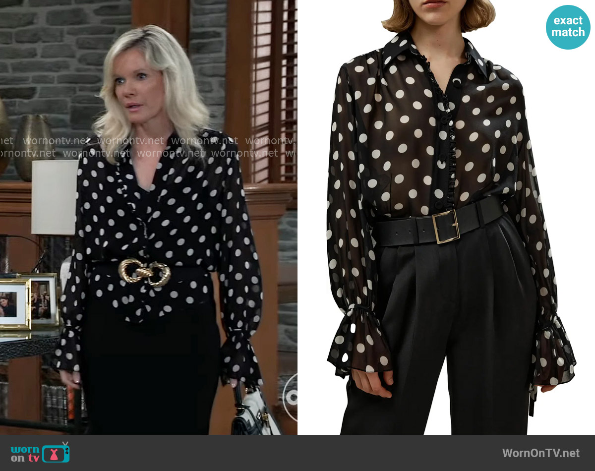 Lilysilk Polka Dots Georgette Blouse worn by Ava Jerome (Maura West) on General Hospital