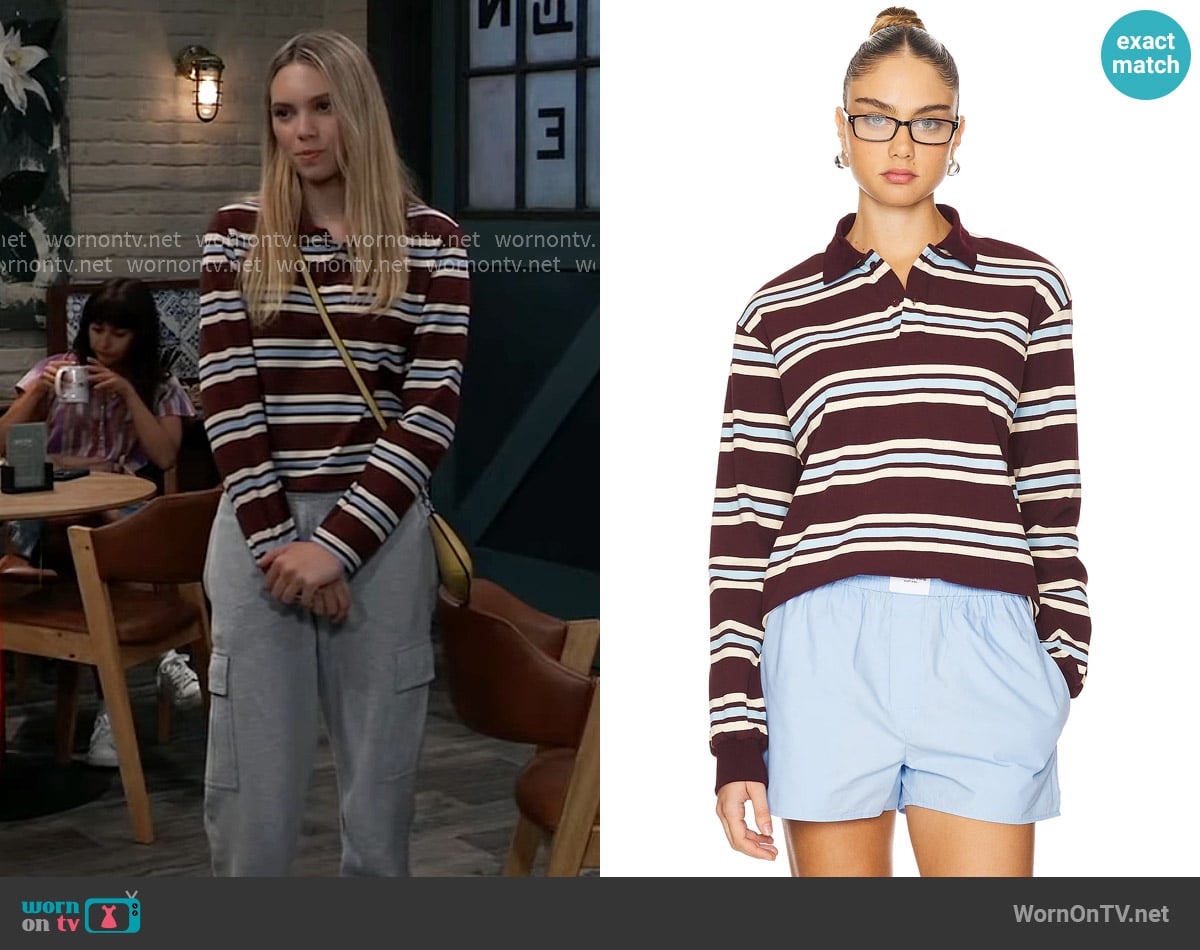 Lioness Leisure Long Sleeve Top in Chocolate Multi worn by Charlotte Cassadine (Bluesy Burke) on General Hospital