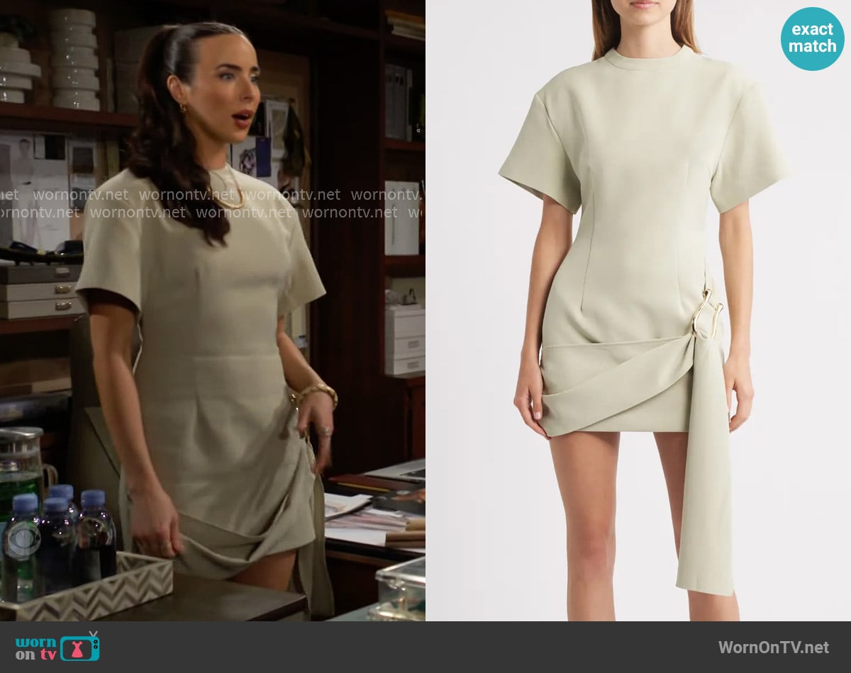 Lioness Martini Draped Belt Minidress in Matcha worn by Ivy Forrester (Ashleigh Brewer) on The Bold and the Beautiful