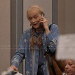 Loretta’s blue embroidered shirt on Only Murders in the Building