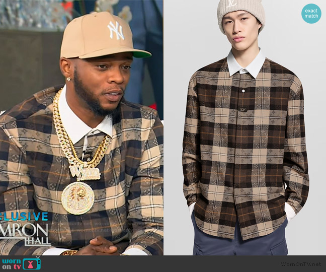 Louis Vuiton Monogram Flannel Long-Sleeved Polo Shirt worn by Papoose on Tamron Hall Show