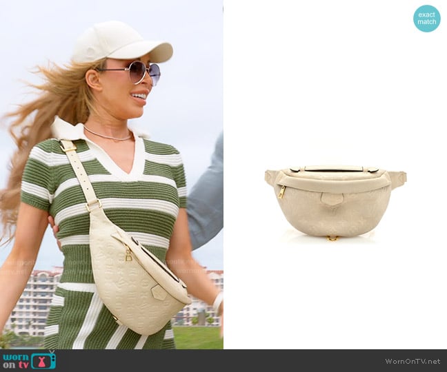 Louis Vuitton Empreinte BumBag in Creme worn by Lisa Hochstein (Lisa Hochstein) on The Real Housewives of Miami