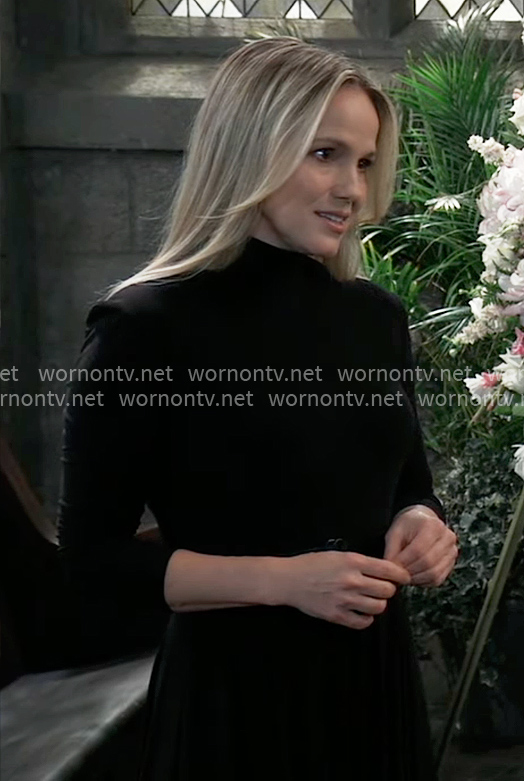 Lulu’s black long sleeved turtleneck dress on General Hospital