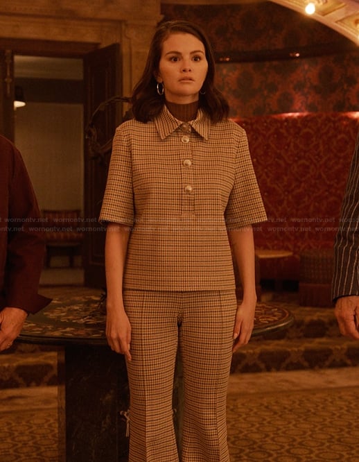 Mabel’s check print vest and pants on Only Murders in the Building
