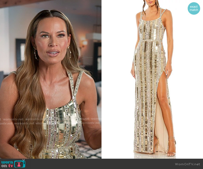 Mac Duggal Halter Neck Embellished Detailed Back Gown worn by Britani Bateman on The Real Housewives of Salt Lake City