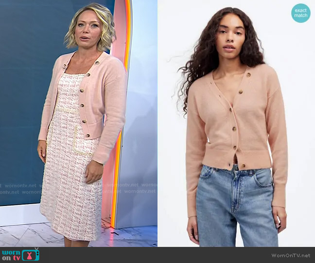 Madewell Alpaca-Blend V-Neck Cardigan in hthr pale blush worn by Dylan Dreyer on Today