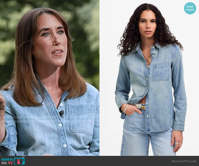 Madewell Shrunken Denim Shirt in Kelleyville Wash worn by Maggie Vespa on Today