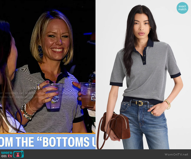 Madewell Striped Shrunken Polo Tee in midnight navy worn by Dylan Dreyer on Today