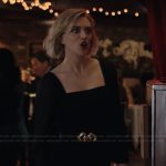 Mare’s black square neck dress on The Paper