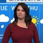 Maria’s burgundy button detail dress on Today
