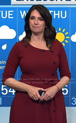 Maria’s burgundy button detail dress on Today