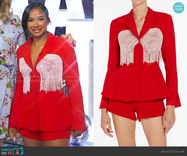 Markarian Lynn Red Crepe Blazer worn by Jordan Chiles on Good Morning America